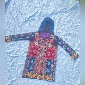 Johnny Was highly embroidered coat with hoodie